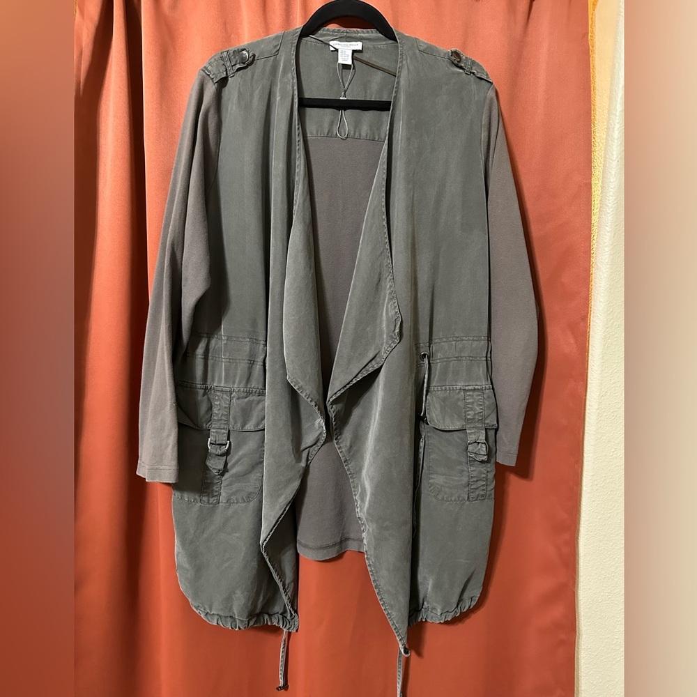 Carolina Belle Montreal Plus Size Draped Jacket Women’s 2X Green Tencel